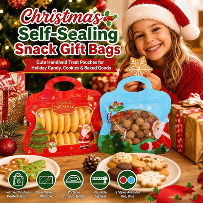 🎄Santa & Snowman Self-Seal Christmas Treat Bags, Food Safe for Cookies & Small Gifts