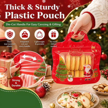 🎄Santa & Snowman Self-Seal Christmas Treat Bags, Food Safe for Cookies & Small Gifts