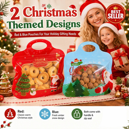 🎄Santa & Snowman Self-Seal Christmas Treat Bags, Food Safe for Cookies & Small Gifts