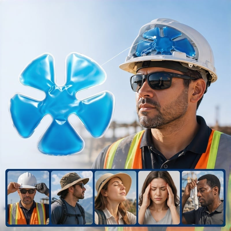 Reusable PVC Head Cooling Gel Pad | Universal for Hard Hats, Baseball Caps & Bike Helmets
