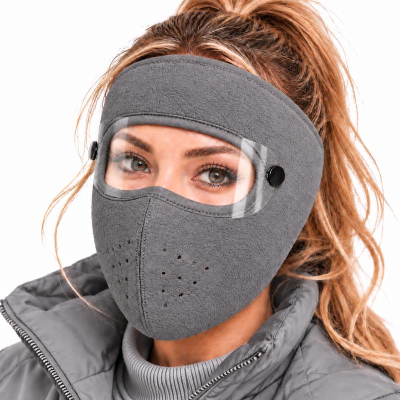 Winter Face Mask with Detachable Goggles, Windproof Thermal Fleece Lined Full Face Cover ❄️