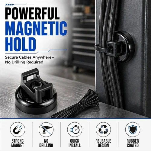 🔌Heavy-Duty Magnetic Cable Tie Mounts – 10 Pack