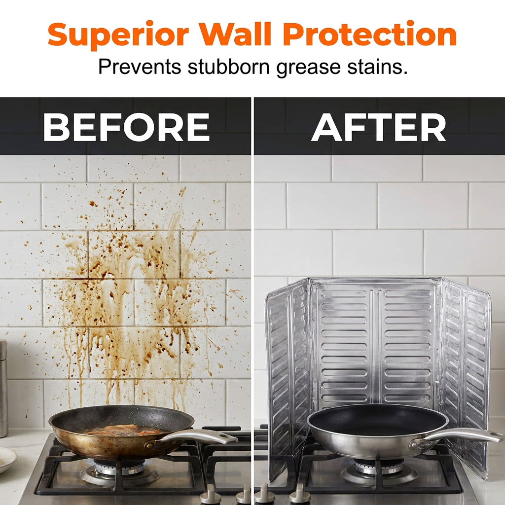 🍳🛡️ Kitchen Oil Splatter Guard – Foldable Aluminum Foil Stove Shield, Heat-Resistant & Easy to Clean