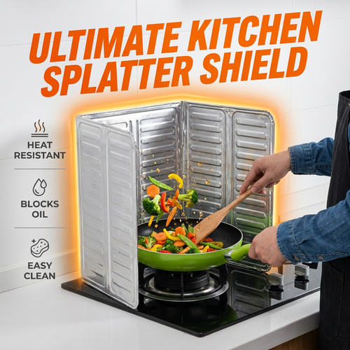 🍳🛡️ Kitchen Oil Splatter Guard – Foldable Aluminum Foil Stove Shield, Heat-Resistant & Easy to Clean