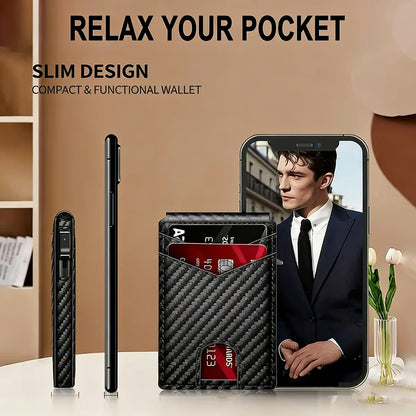 Front Pocket Men Aluminum Leather RFID Wallet | Pop Up Card & Cash Slots