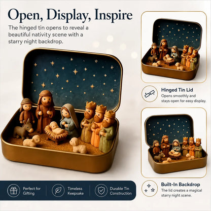 🙏 Pocket-Size Mini Nativity Scene Set – Hand-Painted Religious Christmas Decor 🎄✨