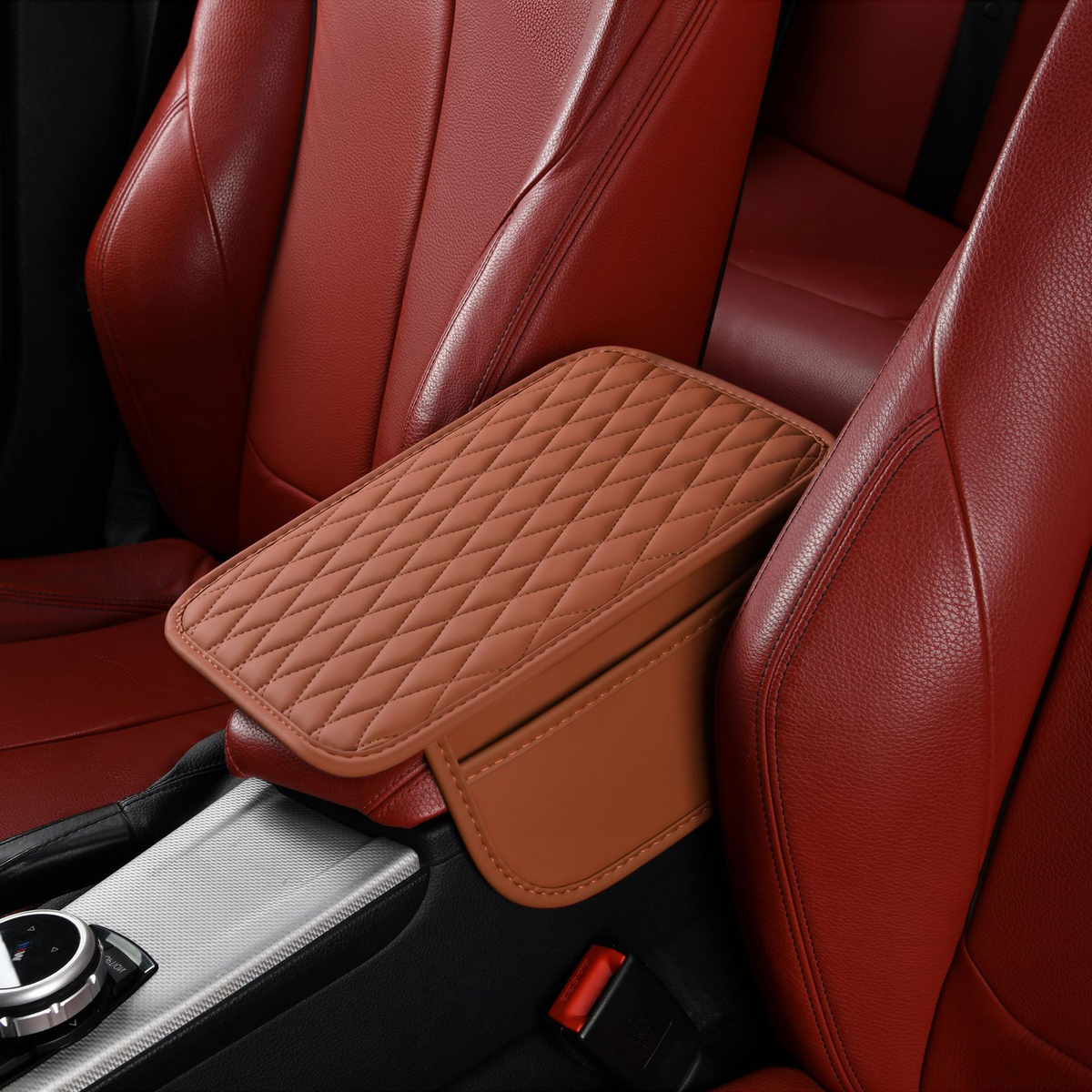Microfiber Leather Car Armrest Cover with Memory Foam & Side Pockets🚙