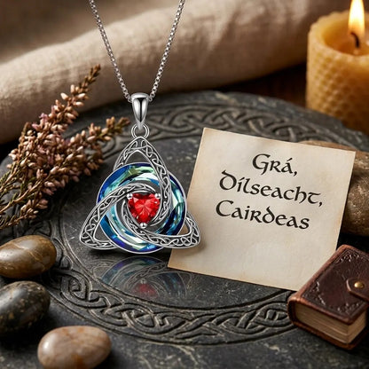 Birthstone Celtic Knot Necklace, Trinity Knot Crystal Pendant