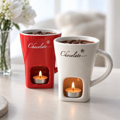 Melting Mug🍫 | Ceramic Tea-Light Heated Cup for Melting Chocolate & Cheese