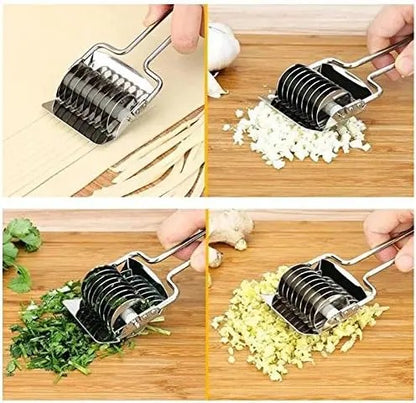 🍝🥖High‑Grade Stainless Steel Pasta Dough Roller Cutter Docker