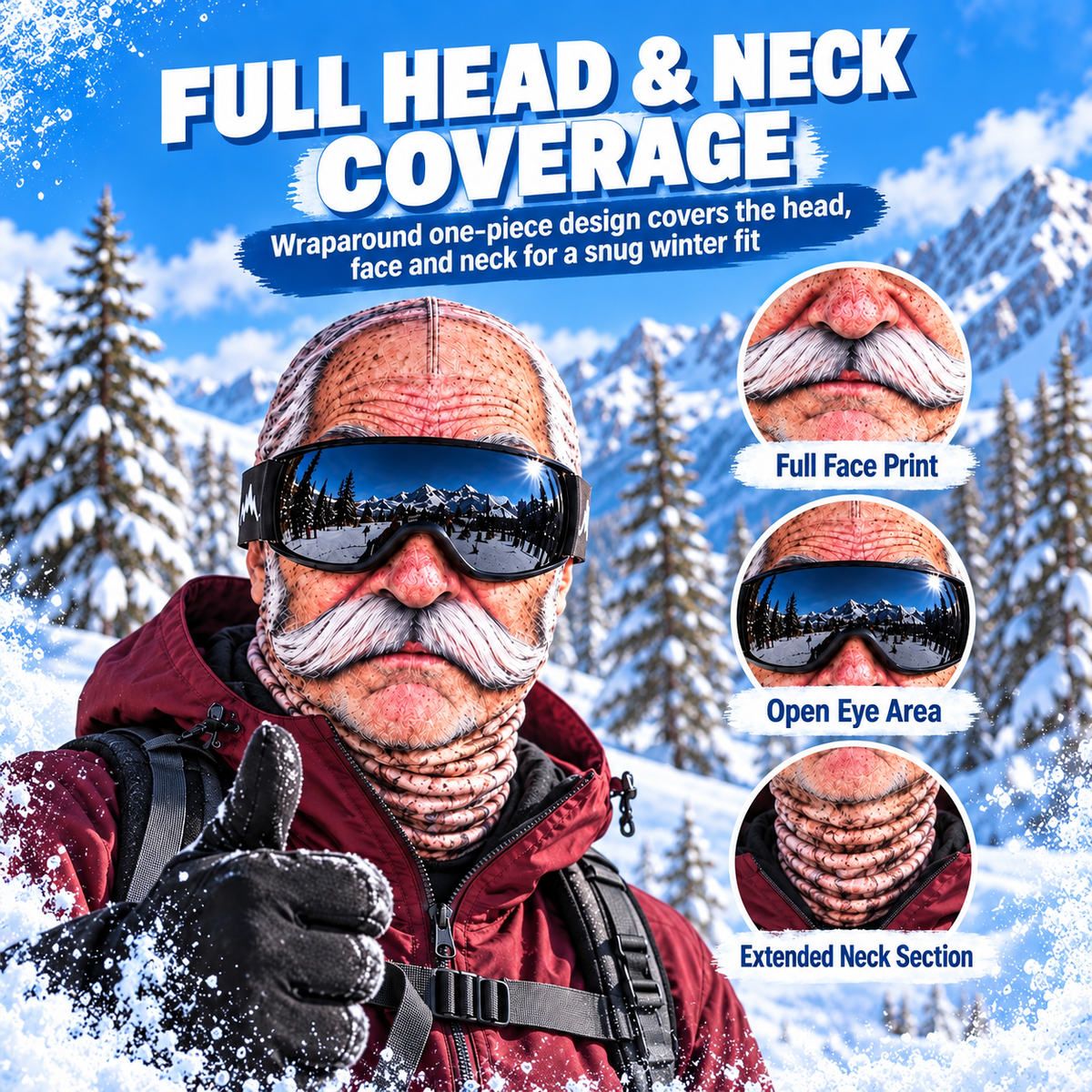 🎭 3D Print Grandpa Balaclava Mask, Funny Realistic Old Man Face Cover
