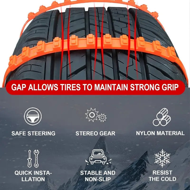 10pcs Emergency Snow Tire Chains ❄️ for Trucks & SUVs, Reusable Anti-Skid Cables