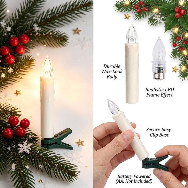 🕯️LED Flameless Candle Clip Lights with Remote, 10 Pack, Timer & Dimmable