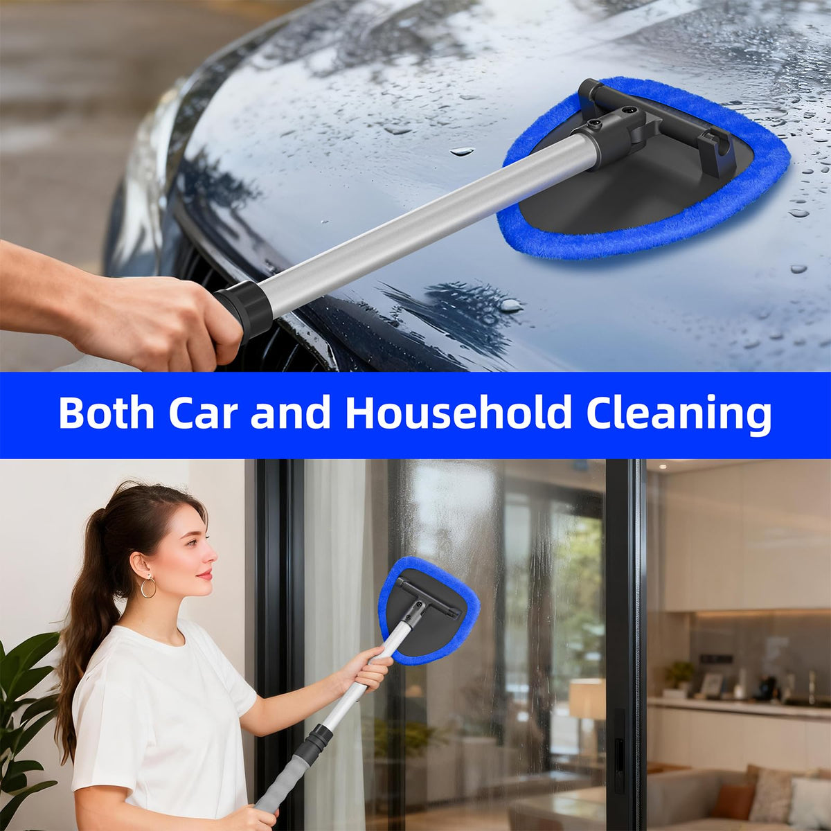 🚗🧽 180° Rotating Car Windshield Cleaner – Extendable Microfiber Glass Cleaning Kit ✨