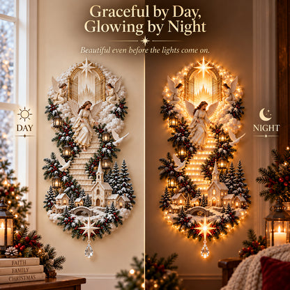✨Jesus Light of Heaven Christmas Wall Hanging | Illuminated Nativity Stairway Decor ✝️