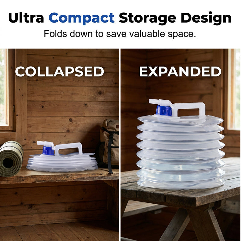 Space-Saving Foldable Water Vessel with Dispensing Spigot