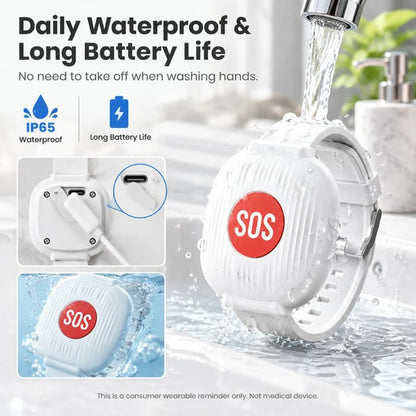 SOS Emergency Alert Wristband 🚨 | One-Touch Senior Fall Alarm Bracelet | No Monthly Fee