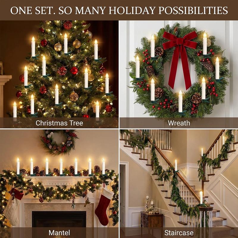 🕯️LED Flameless Candle Clip Lights with Remote, 10 Pack, Timer & Dimmable