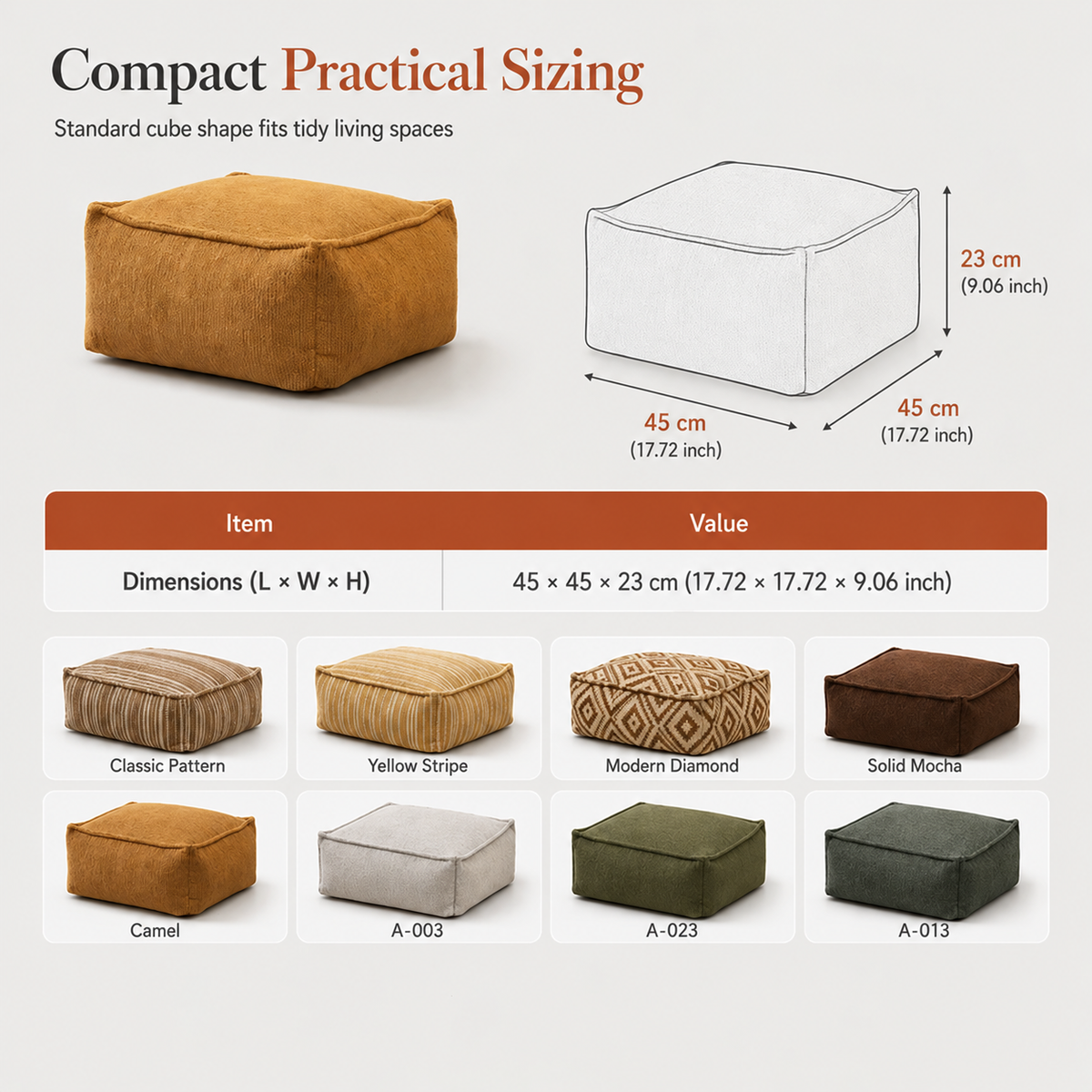 ⏰Storage Stool Cover: Fill with Clothes, 100kg Support, Wide Zipper, Washable, 45x45x23cm