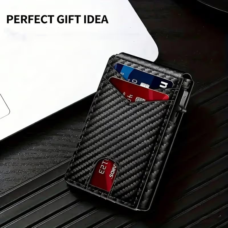 Front Pocket Men Aluminum Leather RFID Wallet | Pop Up Card & Cash Slots