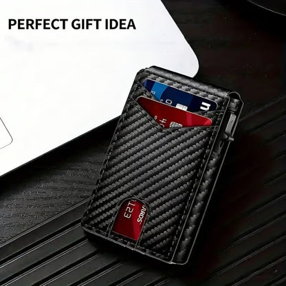 Front Pocket Men Aluminum Leather RFID Wallet | Pop Up Card & Cash Slots