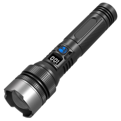 🔦 High-Power Rechargeable Zoom Flashlight, Power Bank & Digital Battery Display