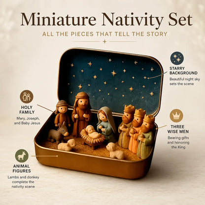 🙏 Pocket-Size Mini Nativity Scene Set – Hand-Painted Religious Christmas Decor 🎄✨