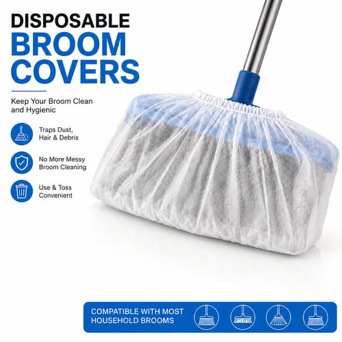 🧹Disposable Broom Dust Covers, Non-Woven Dust Catcher for Standard Brooms,50 Covers