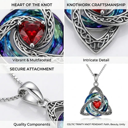 Birthstone Celtic Knot Necklace, Trinity Knot Crystal Pendant