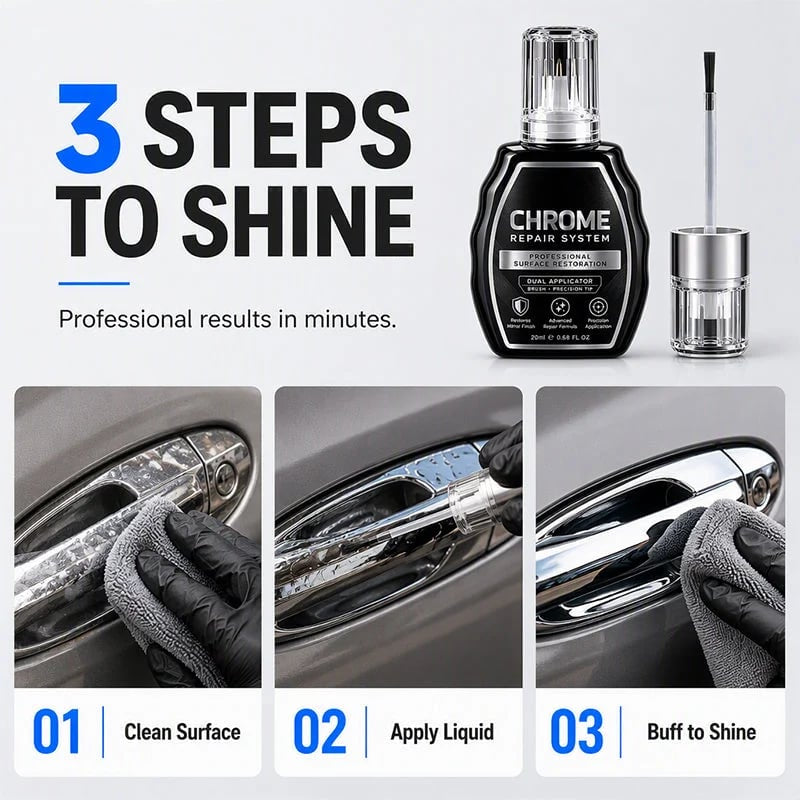 Chrome Repair Liquid ✨, Metal Surface Touch-Up for Car Trim & Hardware