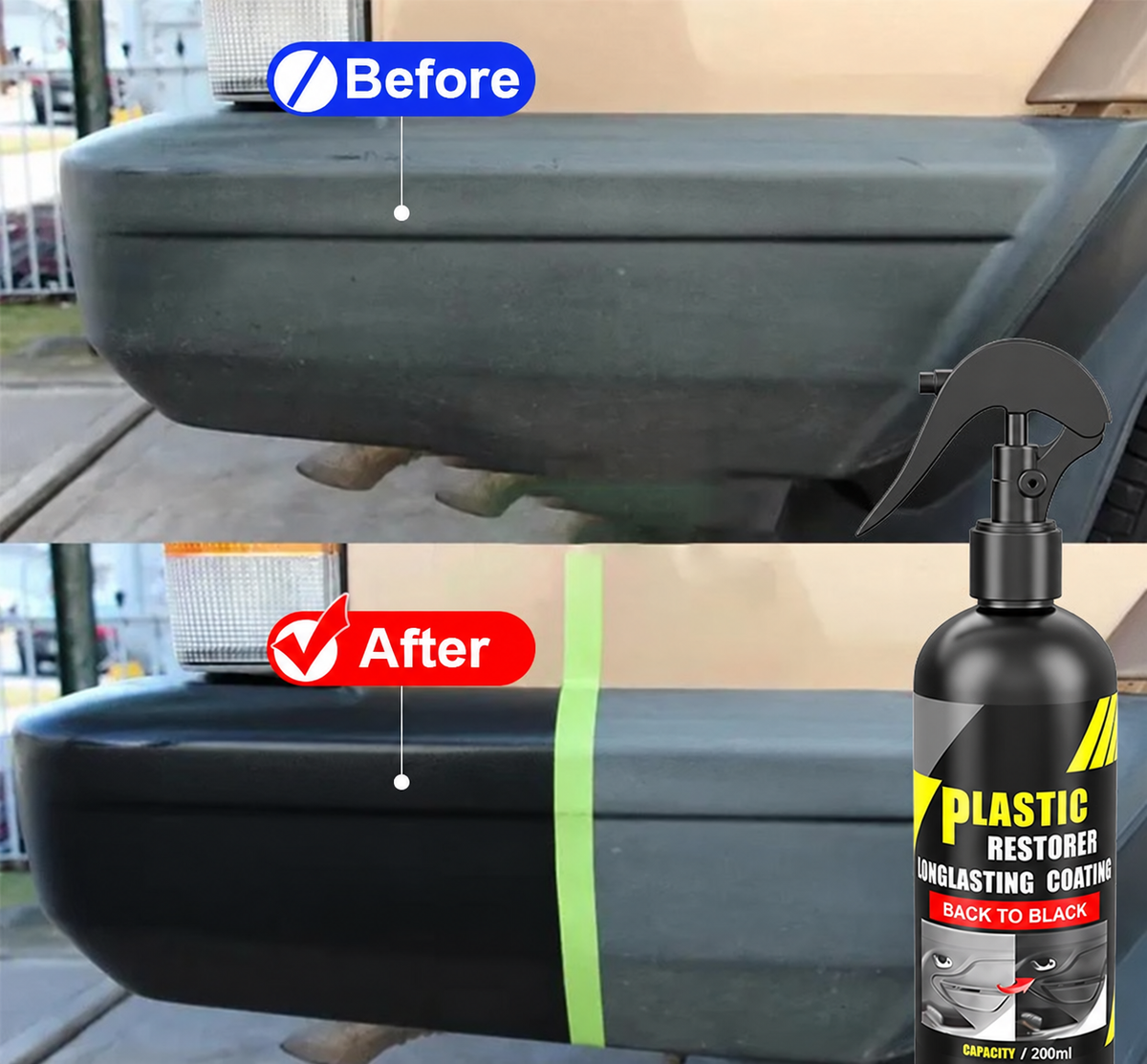 🚗Car Plastic Restorer – Back to Black Trim Shine