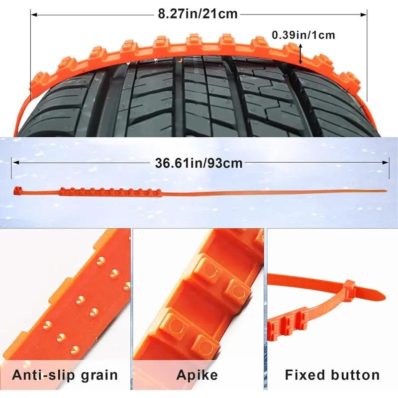 10pcs Emergency Snow Tire Chains ❄️ for Trucks & SUVs, Reusable Anti-Skid Cables
