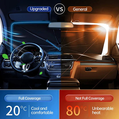 Foldable car sun shade for the windshield
