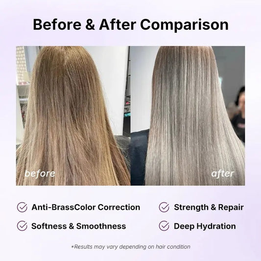 💜Maca Energy Purple Hair Mask eliminates brassy & yellow tones for blonde, silver & grey highlights.