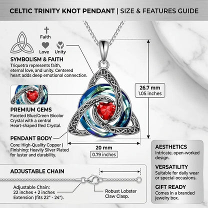 Birthstone Celtic Knot Necklace, Trinity Knot Crystal Pendant