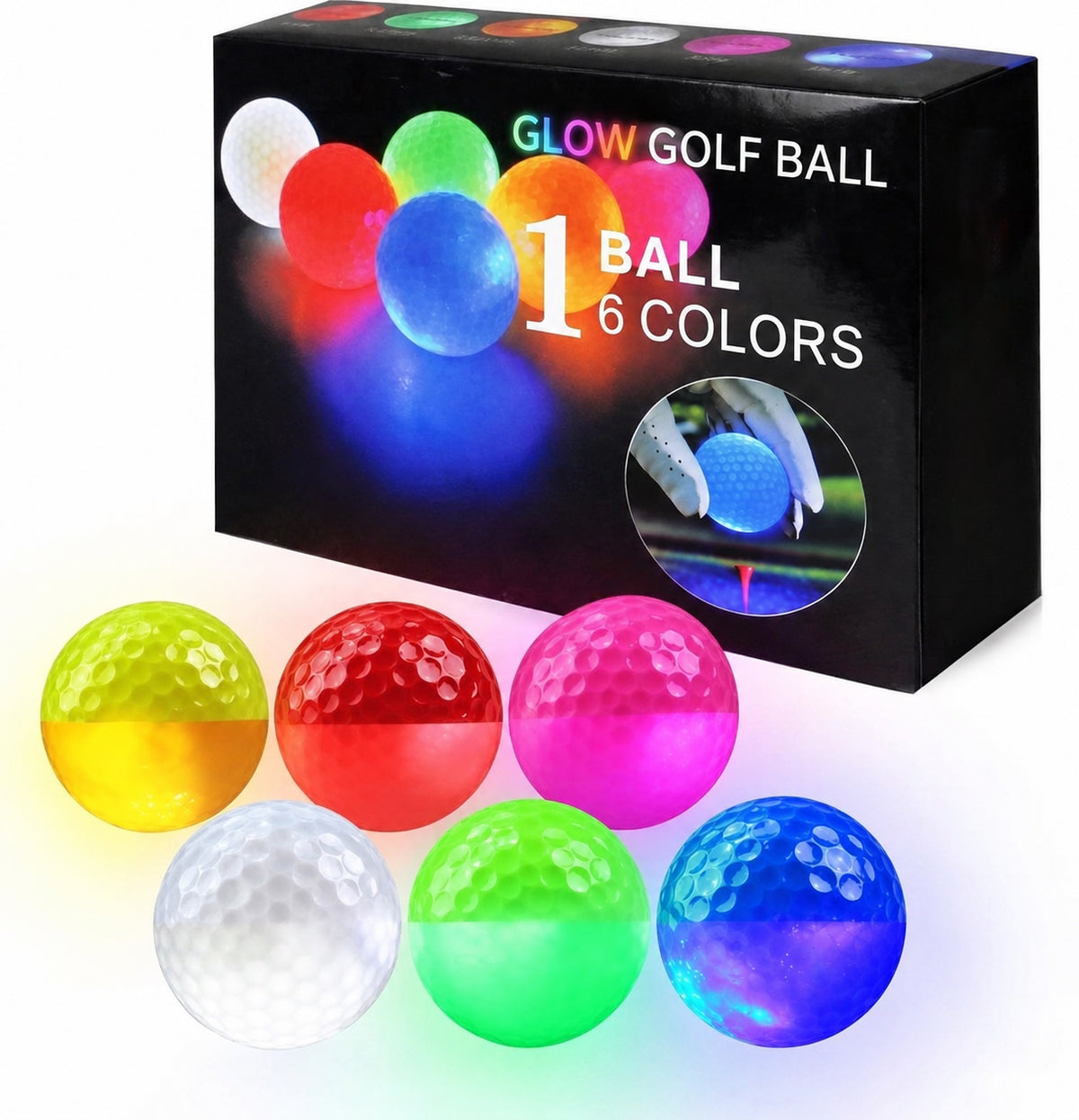 ✨⛳Christmas Glow Golf Balls – 6-Pack LED Night Golf Set