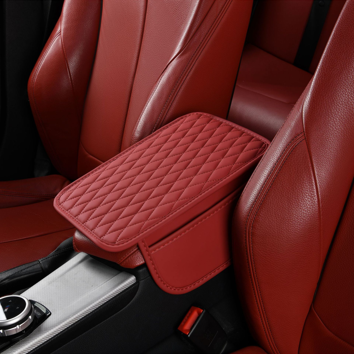 Microfiber Leather Car Armrest Cover with Memory Foam & Side Pockets🚙