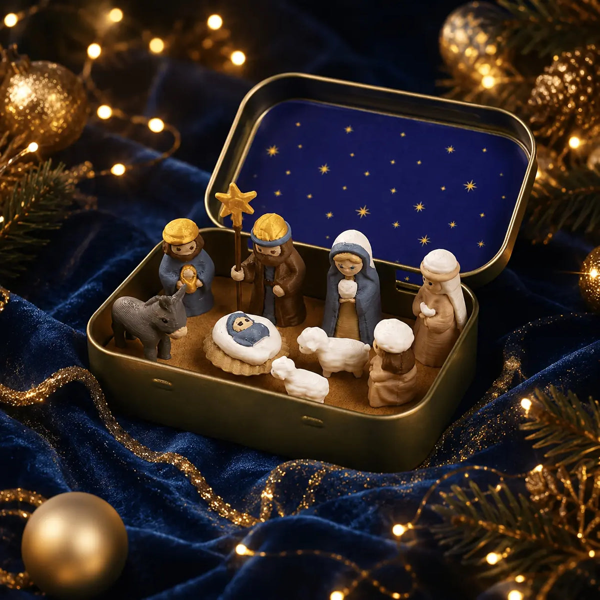 🙏 Pocket-Size Mini Nativity Scene Set – Hand-Painted Religious Christmas Decor 🎄✨