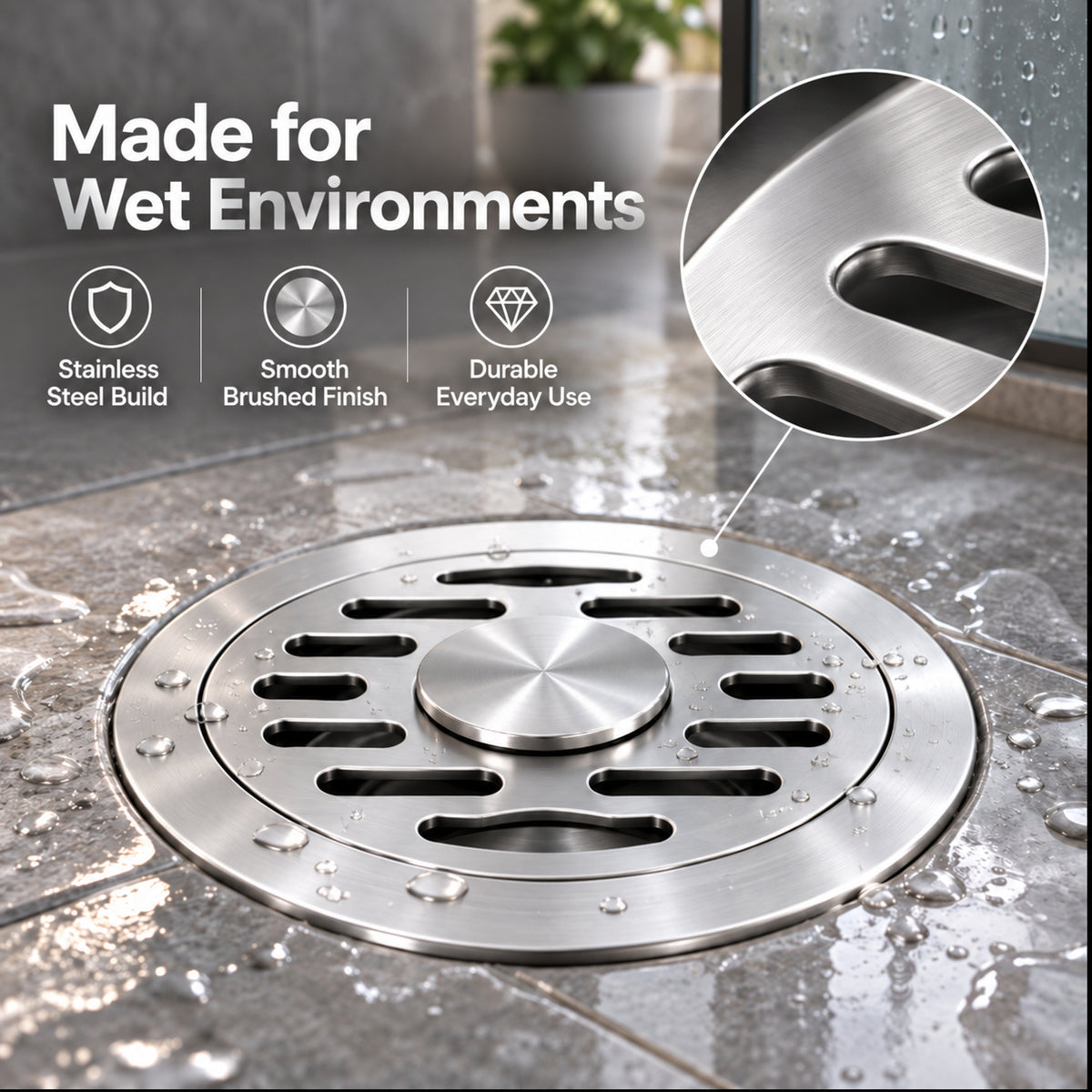 🚿✨ Stainless Steel Floor Drain – Anti-Odor & Fast Drainage Shower Drain with Removable Core