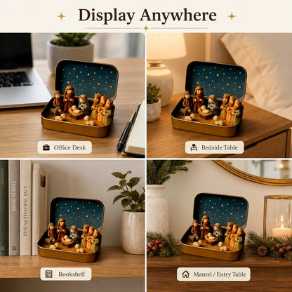🙏 Pocket-Size Mini Nativity Scene Set – Hand-Painted Religious Christmas Decor 🎄✨