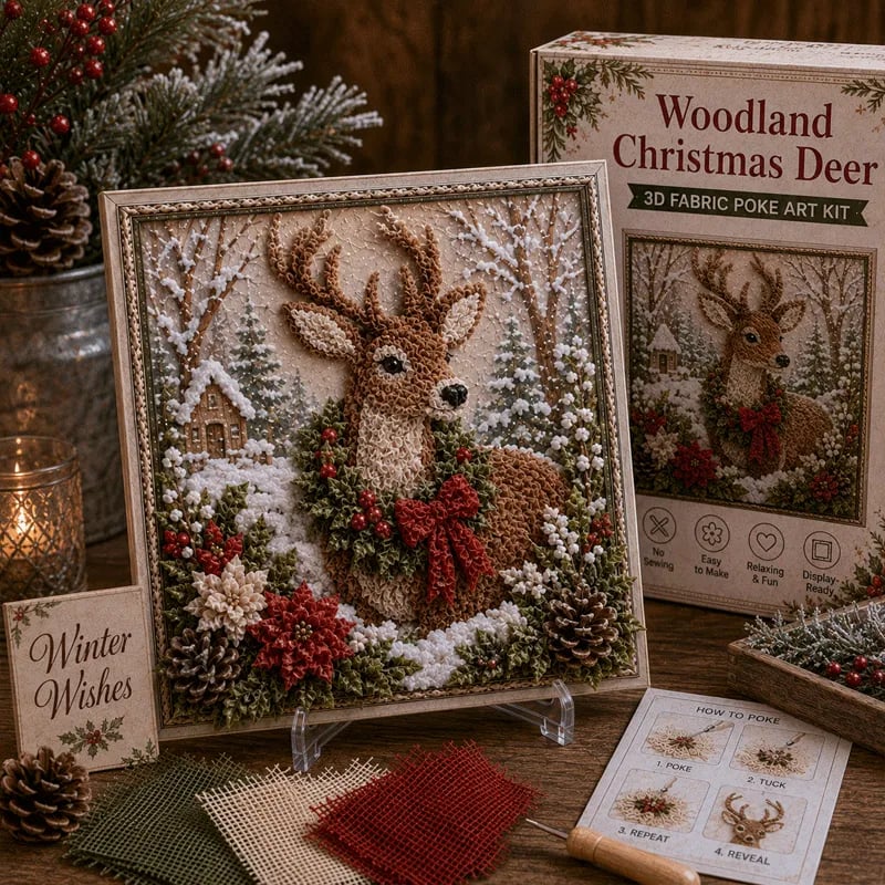 🎅🎄 Premium 3D Christmas Fabric Poke Art Kit | No‑Sew Holiday Craft Set✨