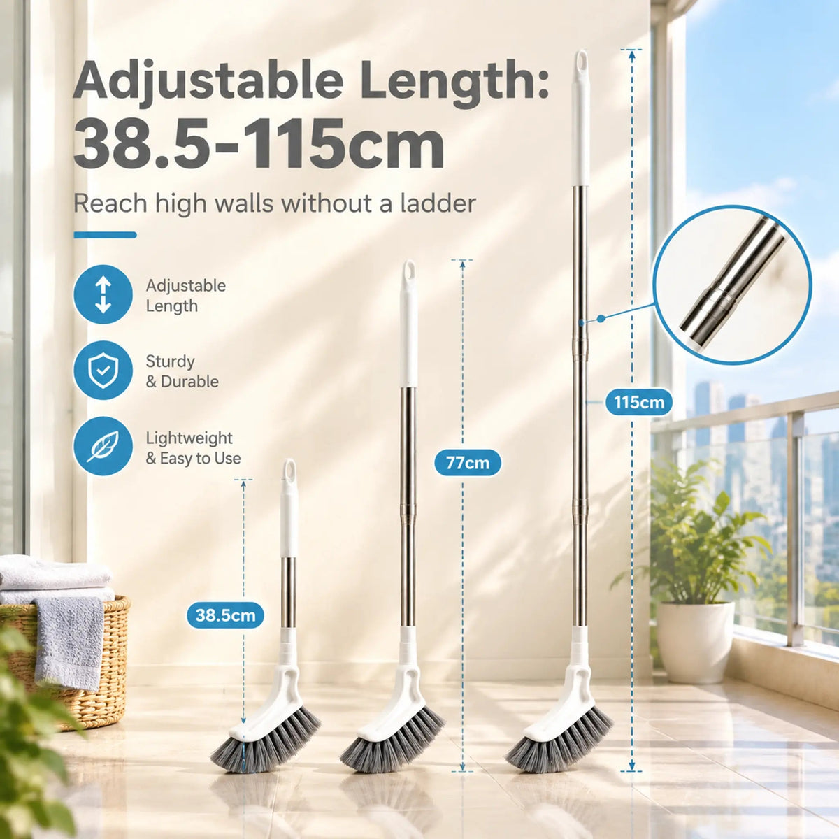 Adjustable Length Stainless Steel Telescopic Long Handle Crevice Cleaning Brush 🧹