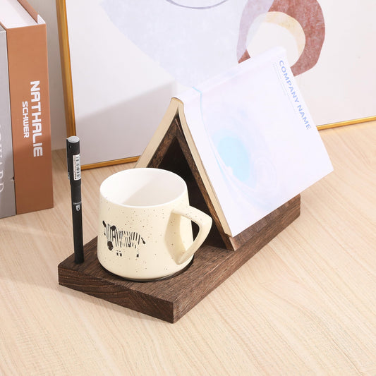 📖Reading Valet with Cup Holder, Wooden Triangle Book Page Holder