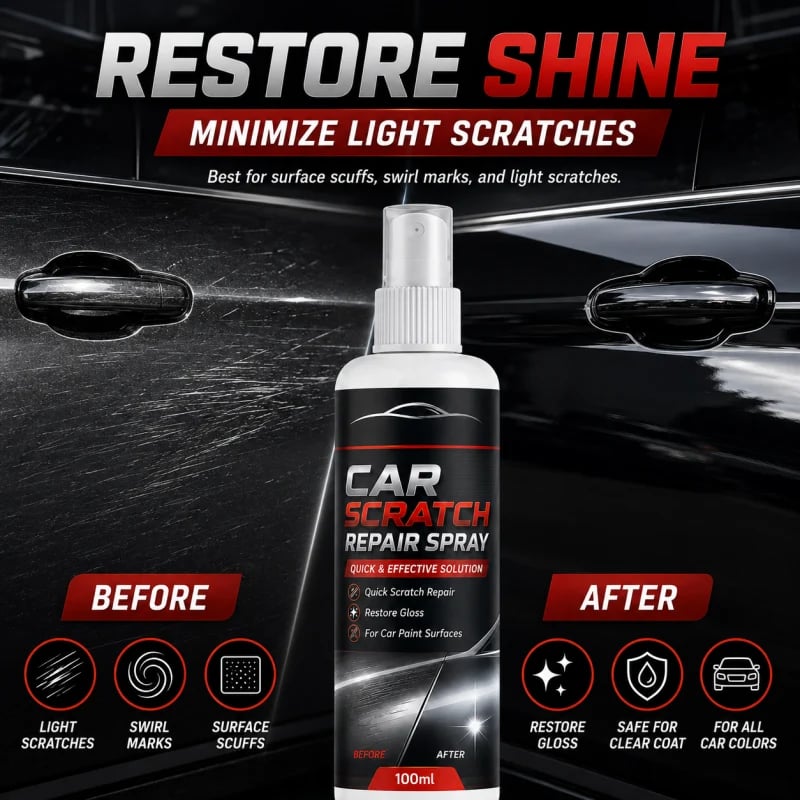 🚗Universal Car Scratch Repair Spray – Erases light scratches, swirl marks & scuffs fast