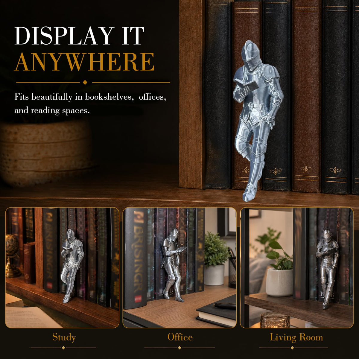 ⚔️📚Medieval Knight Reading Bookshelf Decor