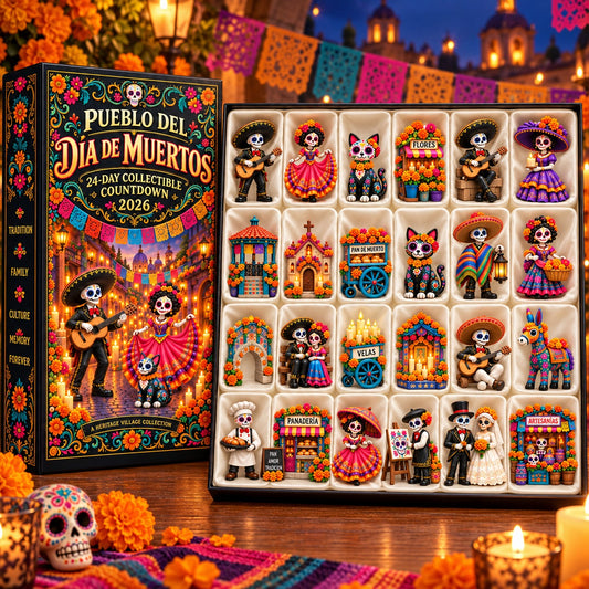 💀 Pueblo del Dia de Muertos 2026 – 24-Day Day of the Dead Collectible Countdown Calendar with 24 Unique Miniatures