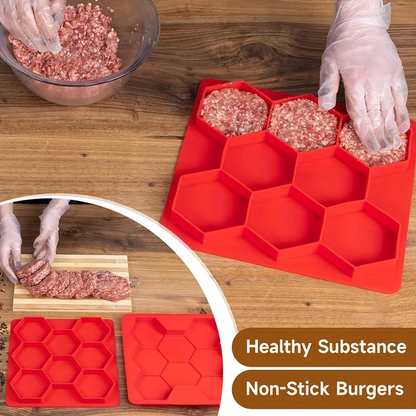 🍔 8-In-1 Silicone Burger Patty Maker, Non-Stick Mold, Dishwasher Safe