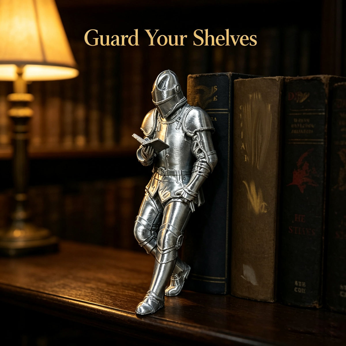 ⚔️📚Medieval Knight Reading Bookshelf Decor