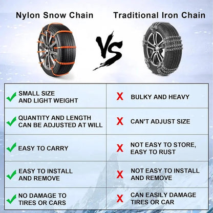 10pcs Emergency Snow Tire Chains ❄️ for Trucks & SUVs, Reusable Anti-Skid Cables