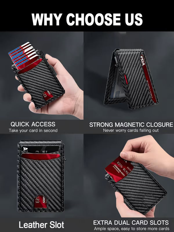 Front Pocket Men Aluminum Leather RFID Wallet | Pop Up Card & Cash Slots